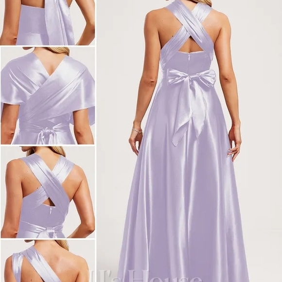 PROM DRESS - JJs House LILAC Satin Convertible Bridesmaid Gown - Picture 2 of 2